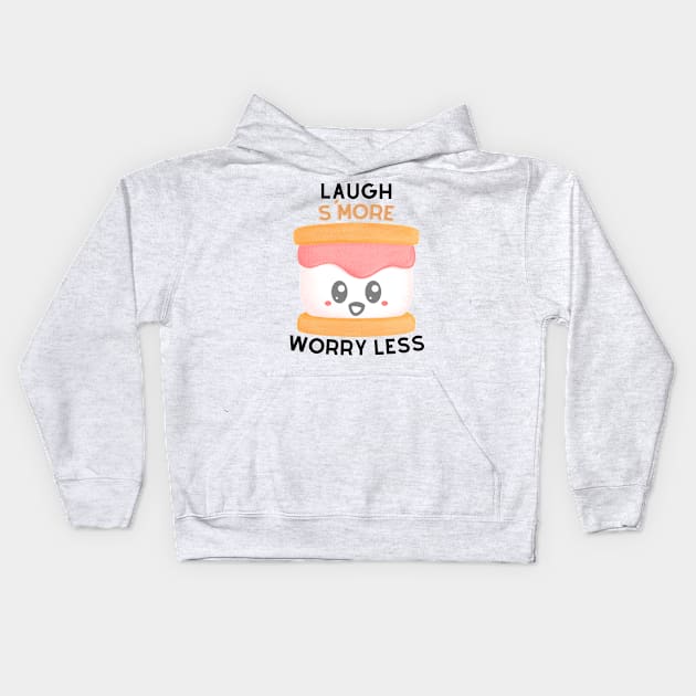 Laugh S'More Worry Less - Happy Marshmallow Face Kids Hoodie by Double E Design